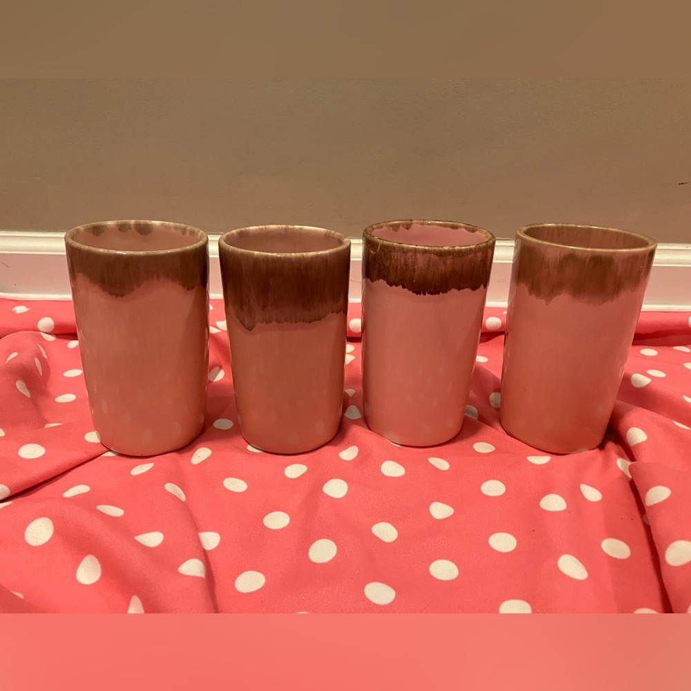 Jaska Of California pink Cascade Ware set of 4 Tumblers mid century modern retro